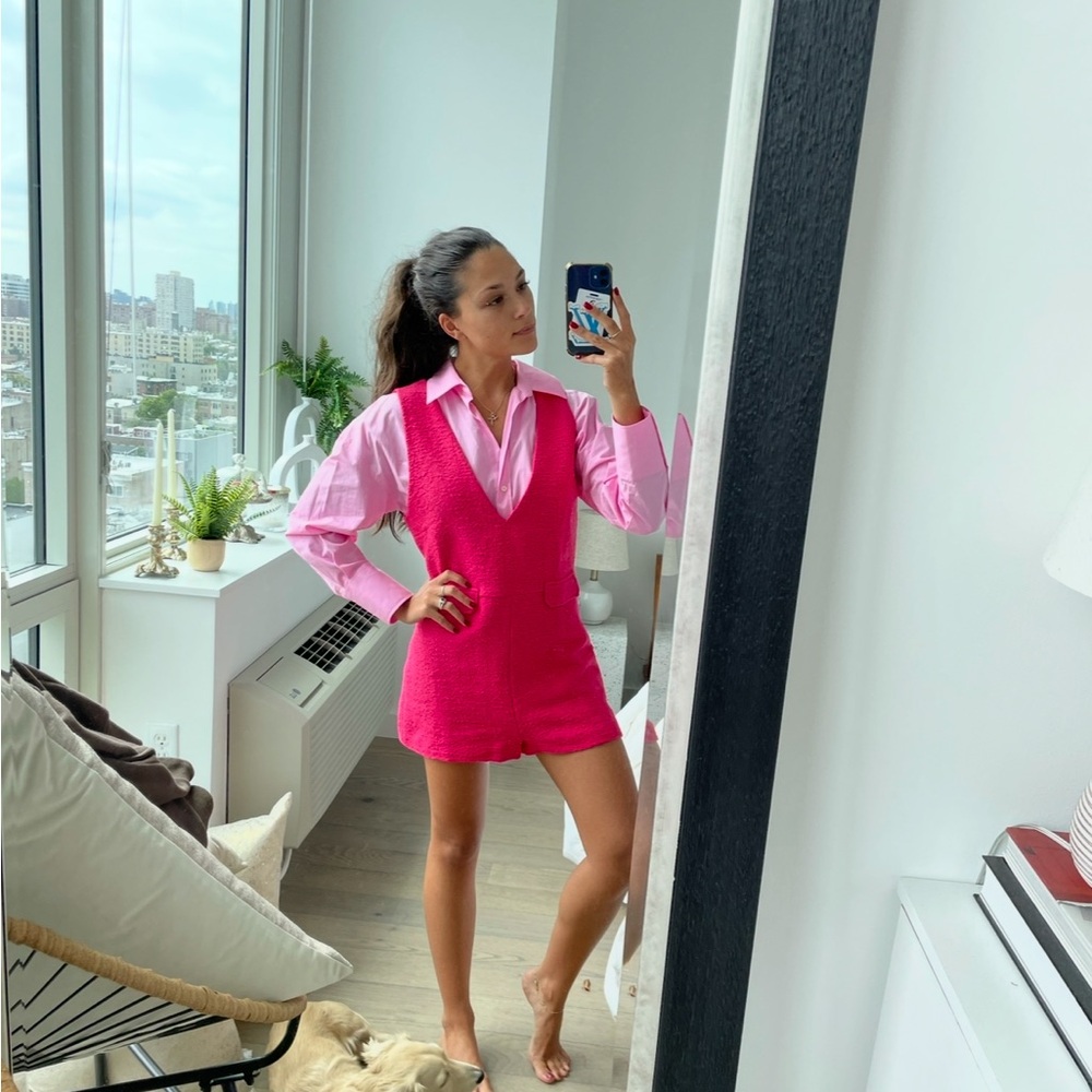 Zara Pink Tweed Jumpsuit